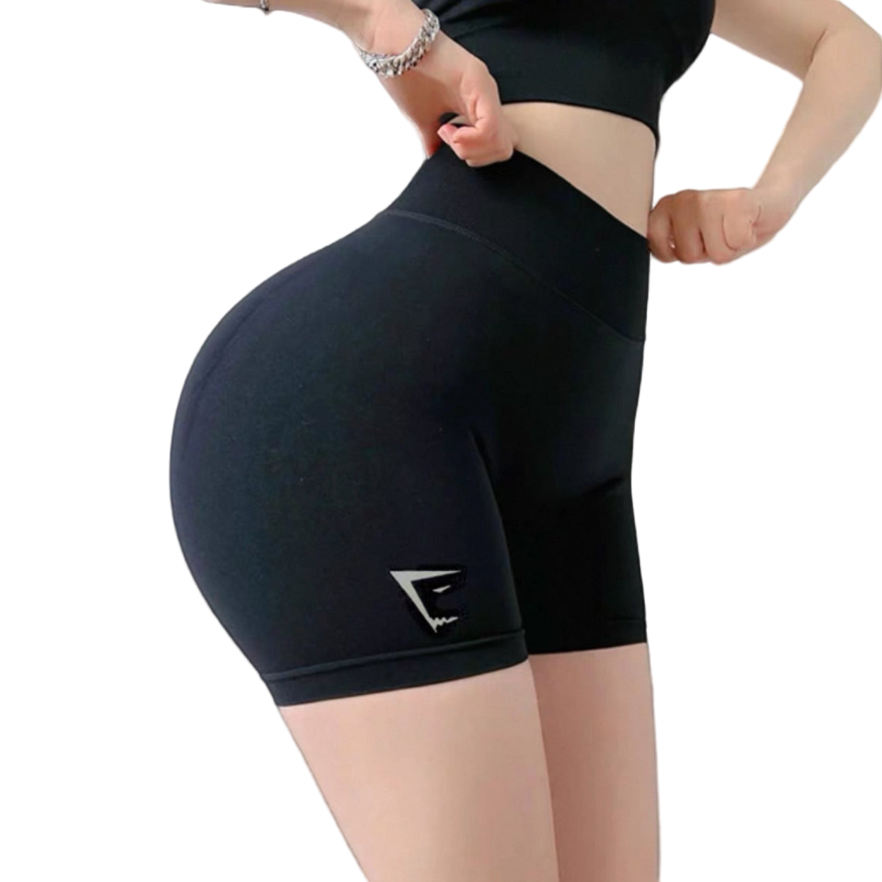 Women High Rise Black Shorts