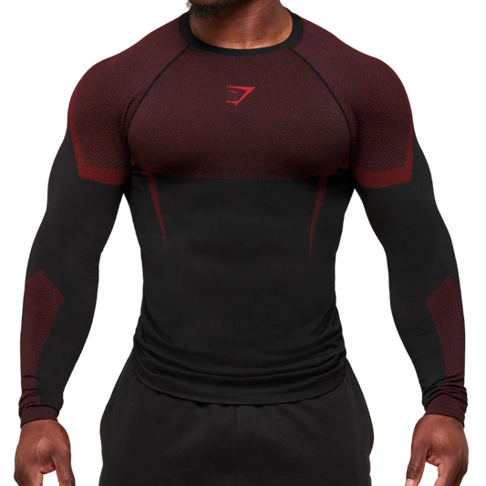 Wine Red Long Sleeve Compression
