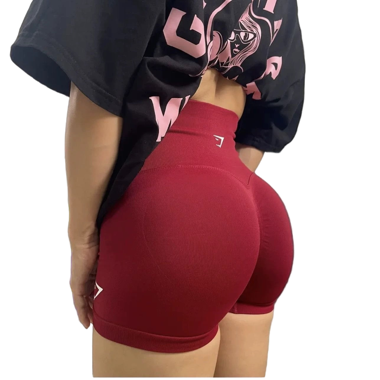 Women High Rise Carmine Red Shorts